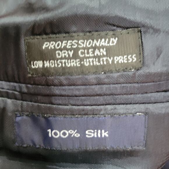 EVAN PICONE 100% Silk Navy Sport Coat Suit Blazer 2 Button Single Vent Macys 46 - Picture 6 of 7